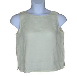 EILEEN FISHER yellow‎ Irish linen sleeveless boxy pullover top M